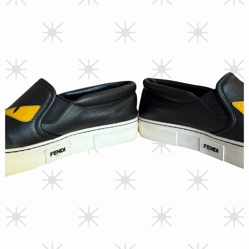 Fendi Black and Yellow Monster Slip-On Shoes - Picture 5 of 6